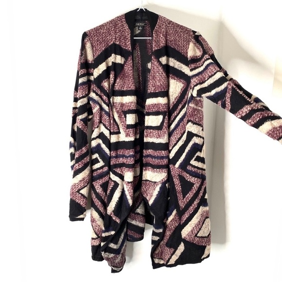 Lucky Brand Multicoloured Fuzzy Geometric Cardigan - Picture 2 of 10